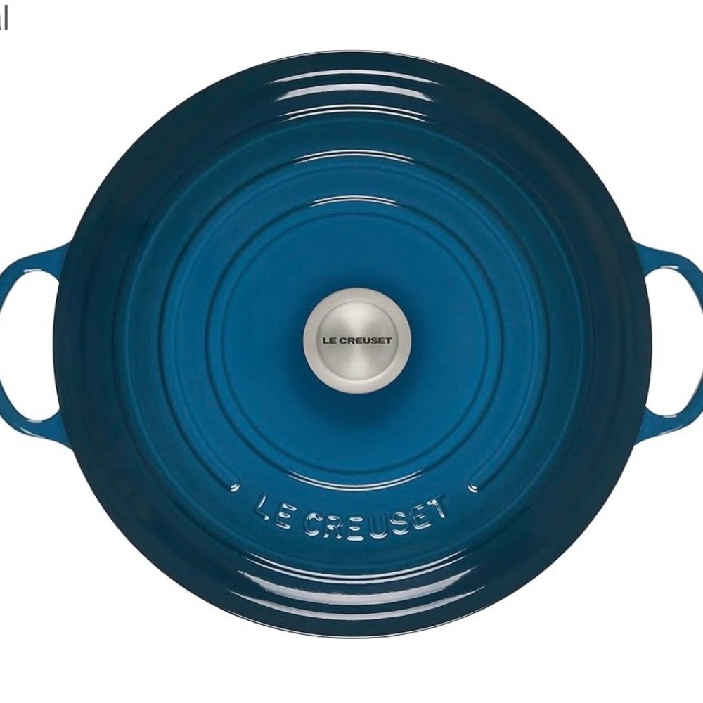 Le Creuset DeepTeal Enameled Cast Iron Soup Pot/Chef’s Oven with Stainless Knob